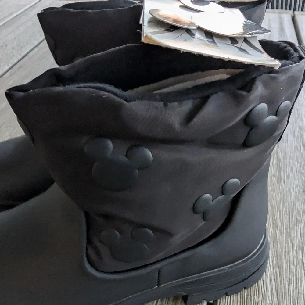 Zara Kids‎ Disney Mickey Mouse Black Quilted Ankle Boots Size 11 NWT